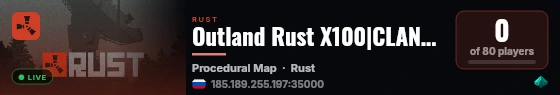 Outland Rust X100|CLANS|KITS|TP|BLOODY|DUEL| WIPE 06.09 live status badge