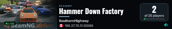 Hammer Down Factory live status badge