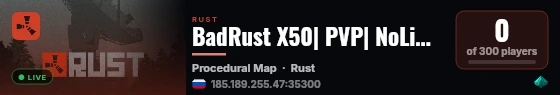 BadRust X50| PVP| NoLimit| Топовые плагины live status badge