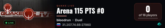 Arena 115 PTS #0 live status badge