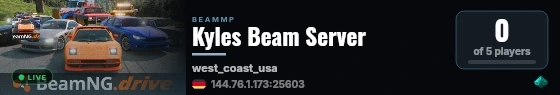 Kyles Beam Server live status badge