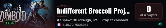 Indifferent Broccoli Project Zomboid Server live status badge