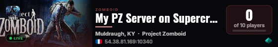 My PZ Server on Supercraft.host live status badge