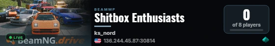Shitbox Enthusiasts live status badge