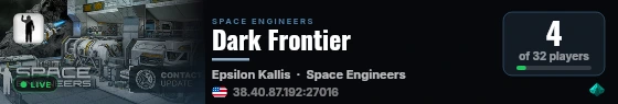 Dark Frontier live status badge