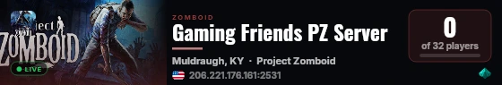 Gaming Friends PZ Server live status badge