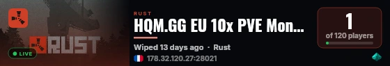 HQM.GG EU 10x PVE Monthly - Skins - Shop - TP - Quests - Kits live status badge