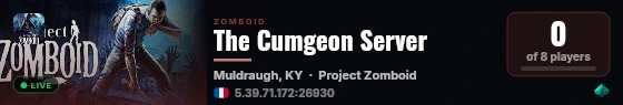 The Cumgeon Server live status badge
