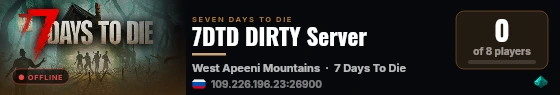 7DTD DIRTY Server live status badge