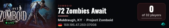 72 Zombies Await live status badge