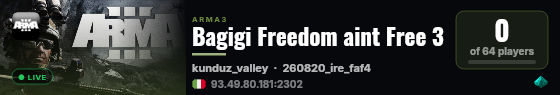 Bagigi Freedom aint Free 3 live status badge