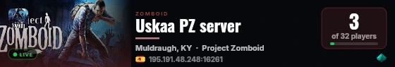 Uskaa PZ server live status badge