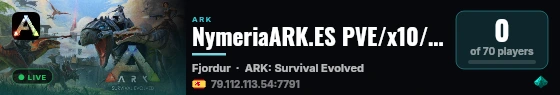 NymeriaARK.ES PVE/x10/Crossplay/Clouster/FJOR - (v361.7) live status badge