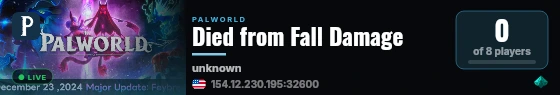Died from Fall Damage live status badge