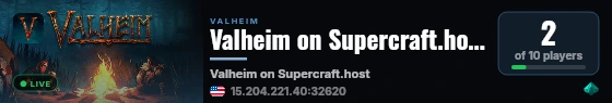 Valheim on Supercraft.host live status badge