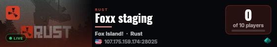 Foxx staging live status badge