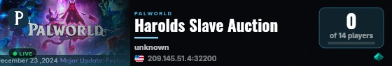 Harolds Slave Auction live status badge