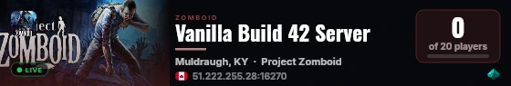 Vanilla Build 42 Server live status badge