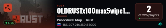 OLDRUSTx100max5wipe18.09 live status badge