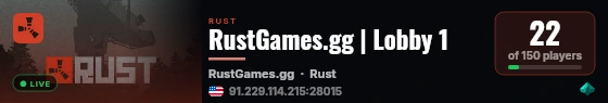 RustGames.gg | Lobby 1 live status badge