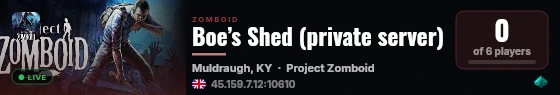 Boe’s Shed (private server) live status badge