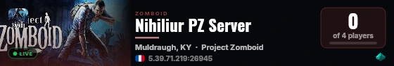 Nihiliur PZ Server live status badge
