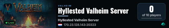 Hyllested Valheim Server live status badge