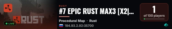 #7 EPIC RUST MAX3 [X2|TP|KITS|RPG|PVP] 14.09 Wipe live status badge