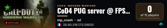 CoD4 PUG server @ FPSChallenge.eu live status badge