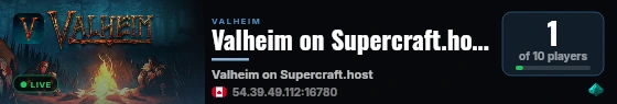 Valheim on Supercraft.host live status badge