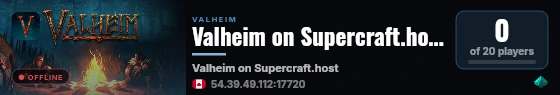 Valheim on Supercraft.host live status badge