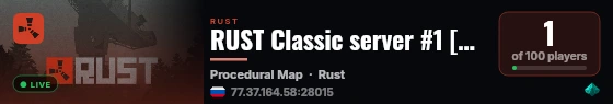 RUST Classic server #1 [RU] live status badge