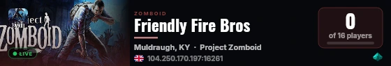 Friendly Fire Bros live status badge
