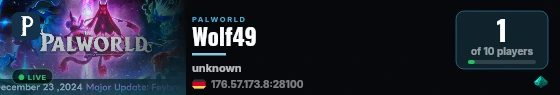 Wolf49 live status badge