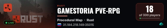 GAMESTORIA PVE-RPG live status badge