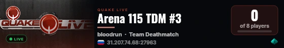 Arena 115 TDM #3 live status badge