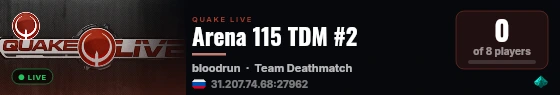 Arena 115 TDM #2 live status badge