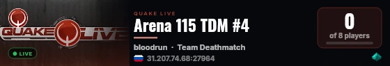 Arena 115 TDM #4 live status badge