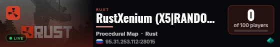 RustXenium (X5|RANDOM||TP|KITS|TRADE|FPS+) Wipe:17.09 live status badge