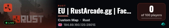 EU | RustArcade.gg | FaceChecks/BedWars/FFA/Arena/GunGame/AimTr live status badge