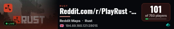 Reddit.com/r/PlayRust - EU Monthly live status badge
