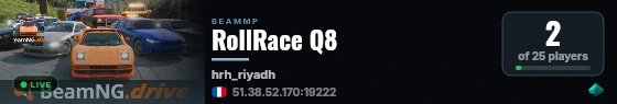 RollRace Q8 live status badge