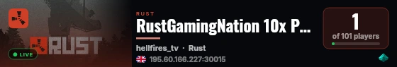 RustGamingNation 10x PvE [Events|Purge|Zombies|SkillTree] live status badge
