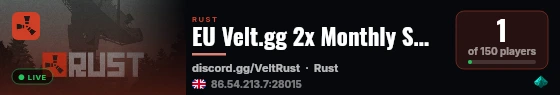 EU Velt.gg 2x Monthly Small | 50% Upkeep | No BP Wipes | x2 live status badge