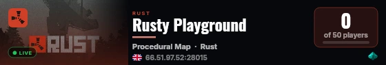 Rusty Playground live status badge