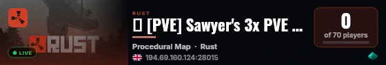 ★ [PVE] Sawyer's 3x PVE ♡ Ai Raids | Zombies | XP | Kit ★ live status badge