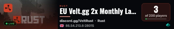 EU Velt.gg 2x Monthly Large | 50% Upkeep | No BP Wipes | x2 live status badge