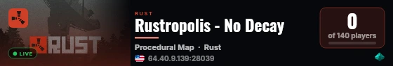 Rustropolis - No Decay live status badge