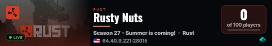 Rusty Nuts live status badge