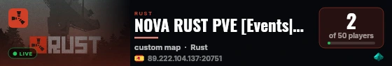 NOVA RUST PVE [Events|Raids|Boss|Quest|SkillTree][FULLWIPE 17-0 live status badge